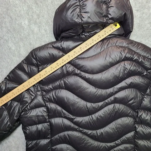 Andrew Marc Down Packable Maxi Jacket Women XL‎ Black 650 Fill Removeable Hood - Picture 10 of 13